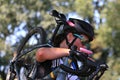 Close-up of Rider carrying bicycle at Cyclocross Cycling Race